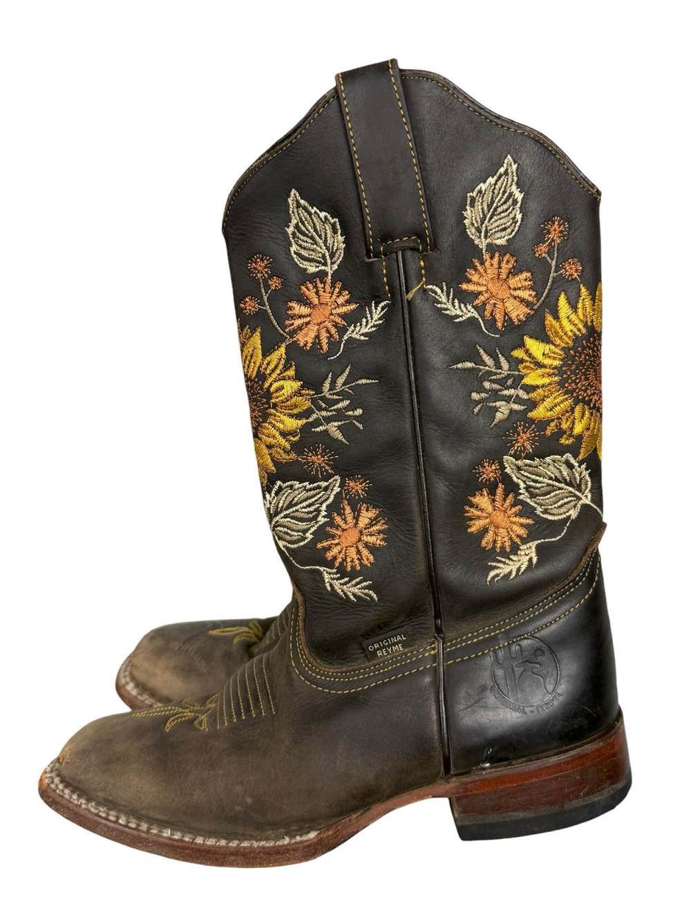 Reyme Crazy Choco Floral Embroidered Western Cowboy Boots - Picture 2 of 7
